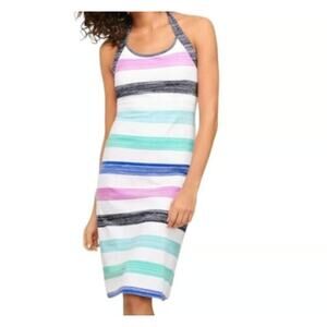 T by TALBOT'S Brushed Cotton Striped Halter Dress Sz L NWT